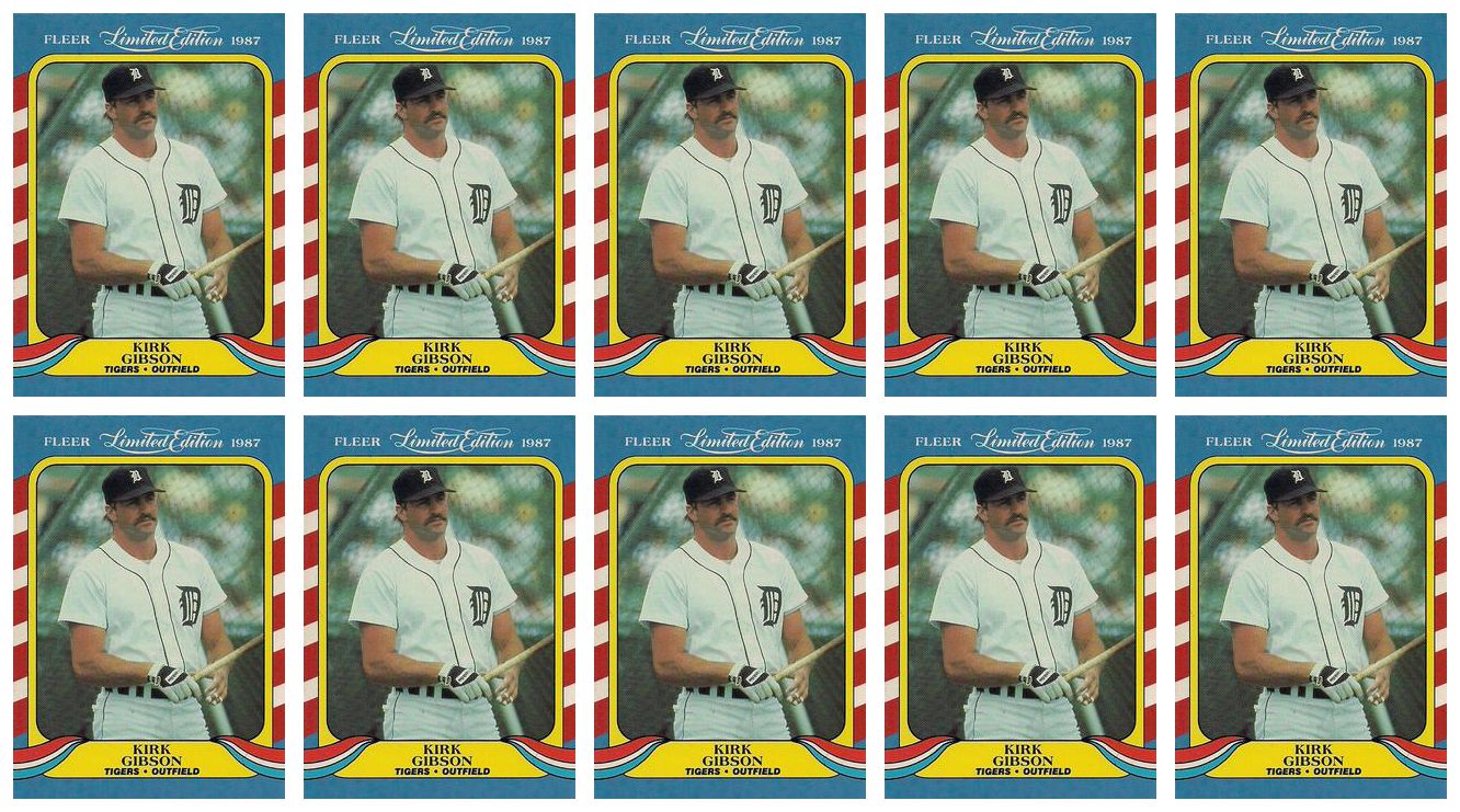 (10) 1987 Fleer Limited Edition Baseball #17 Kirk Gibson Lot Detroit Tigers