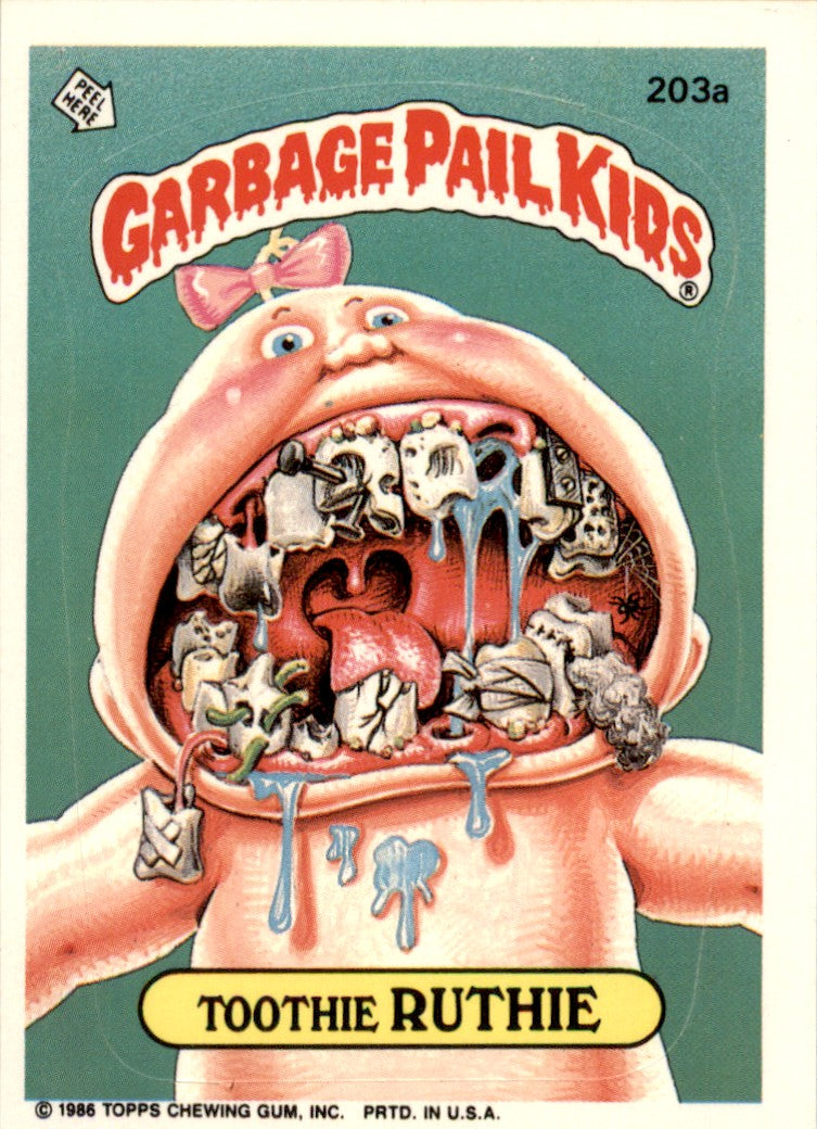 1986 Garbage Pail Kids Series 5 #203A Toothie Ruthie NM
