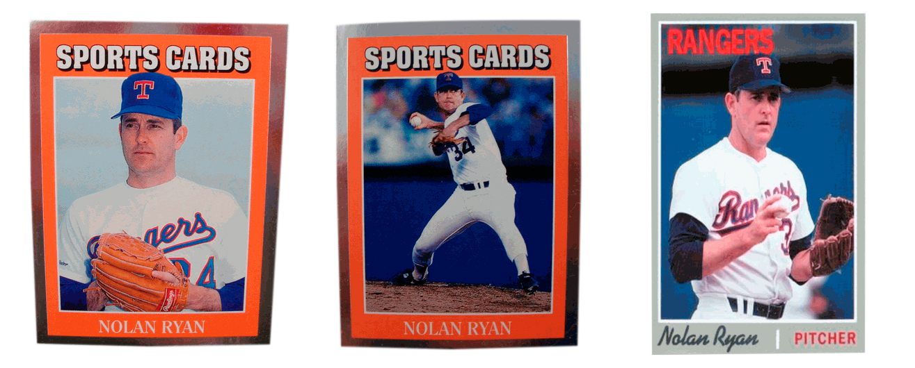 (3) Nolan Ryan Odd-Ball Baseball Card Lot Texas Rangers