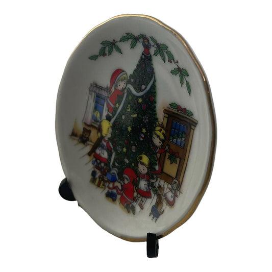 Christmas 3 Inch Vintage Decorative Plate Decorating Christmas Tree with Holder