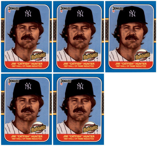 (5) 1987 Donruss Highlights #19 Jim Hunter New York Yankees Card Lot