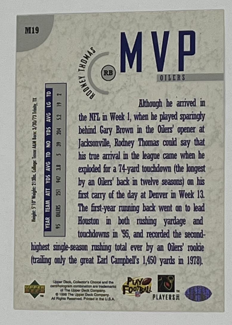 1996 Collector's Choice MVPs #M19 Rodney Thomas Houston Oilers