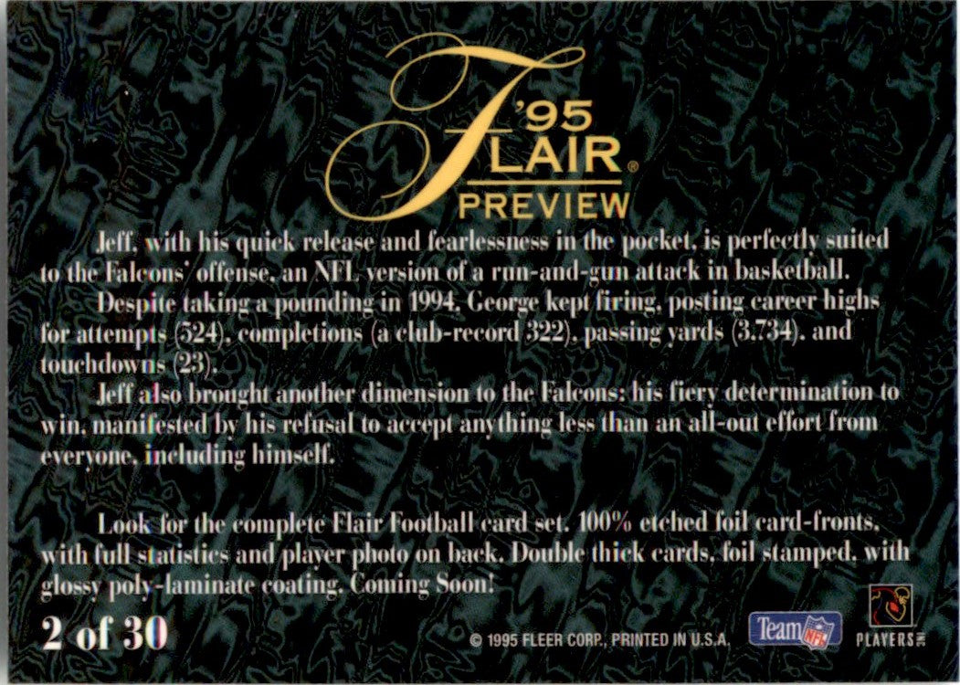 1995 Fleer Flair Preview #2 Jeff George Atlanta Falcons