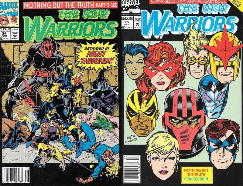 The New Warriors #24-25 Newsstand Covers (1990-1996) Marvel Comics - 2 Comics