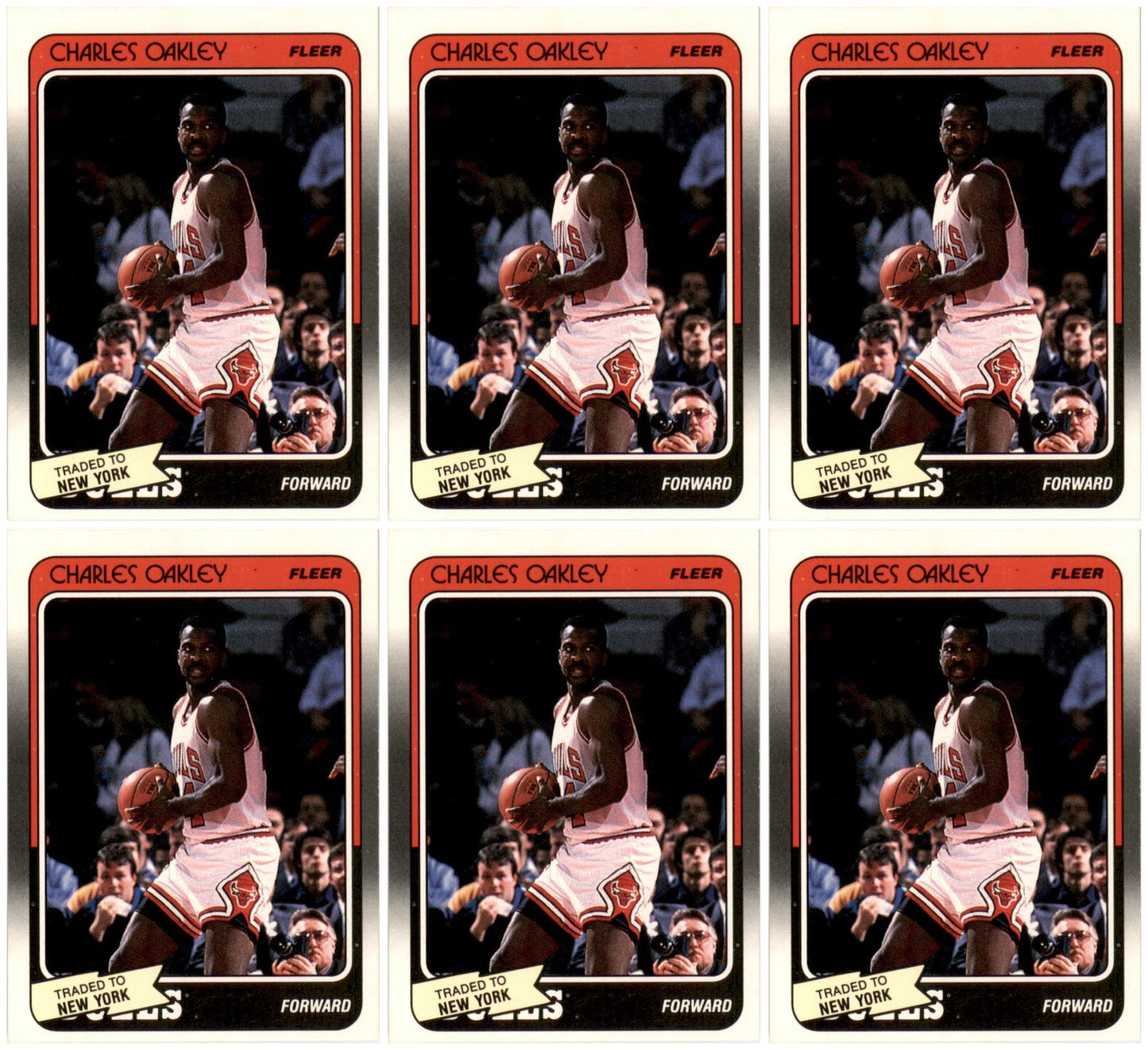 (6) 1988 Fleer #18 Charles Oakley New York Knicks Card Lot