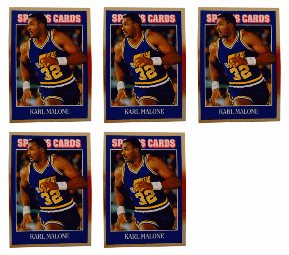 (5) 1992 Sports Cards #76 Karl Malone Basketball Card Lot Utah Jazz