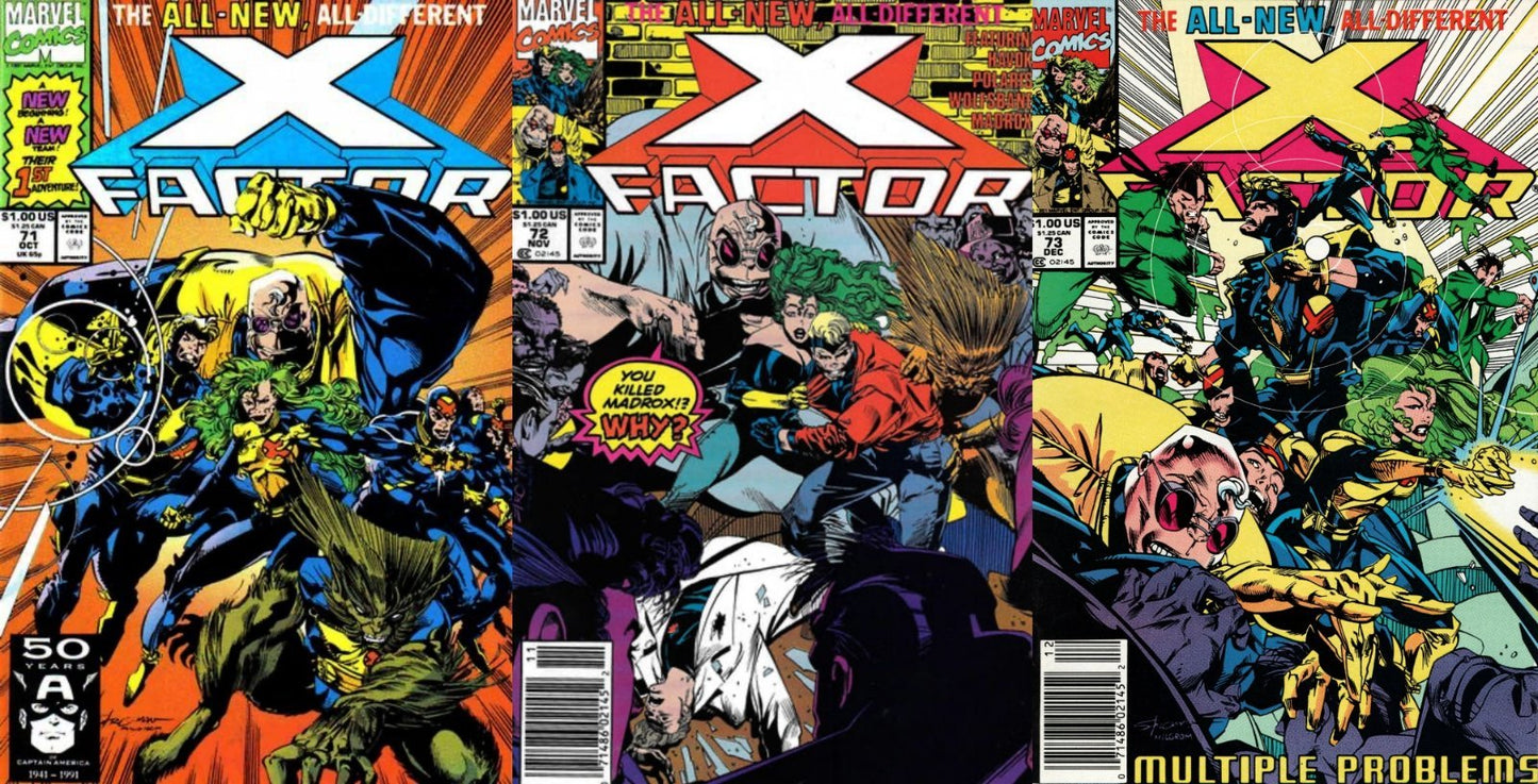 X-Factor #71-73 Direct & Newsstand Covers (1986-1998) Marvel Comics - 3 Comics