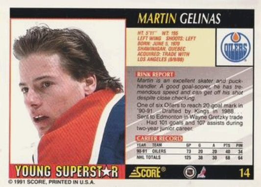 1991-92 Score Young Superstars Hockey 14 Martin Gelinas