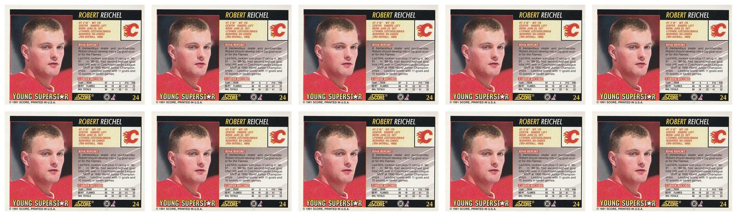 (10) 1991-92 Score Young Superstars Hockey #24 Robert Reichel Card Lot Flames