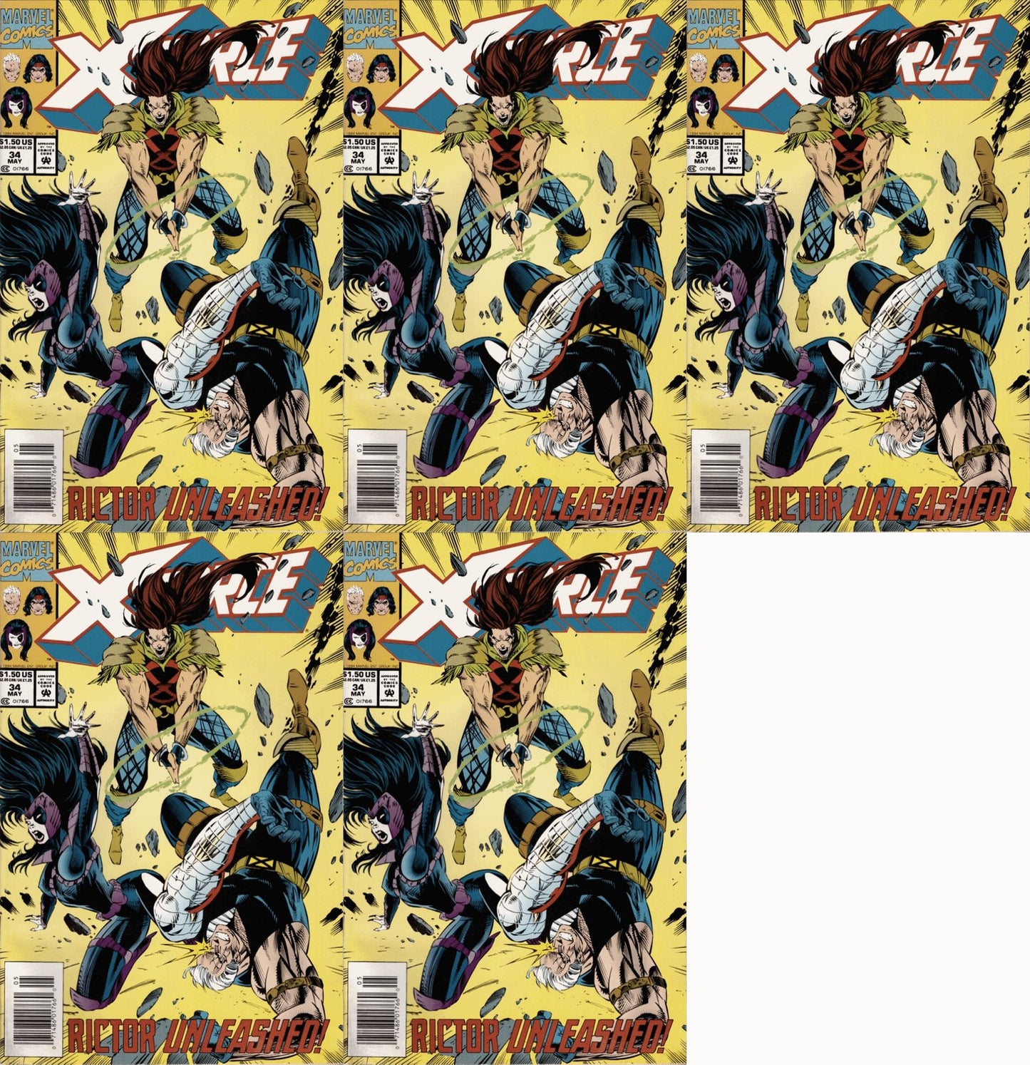 X-Force #34 Newsstand Covers (1991-2002) Marvel Comics - 5 Comics