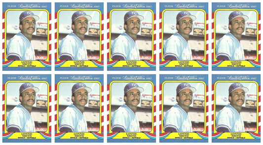 (10) 1987 Fleer Limited Edition Baseball #40 Lonnie Smith Lot Kansas City Royals