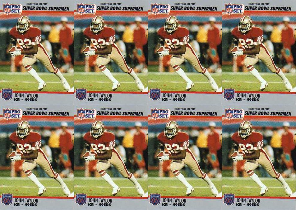(8) 1990-91 Pro Set Super Bowl 160 Football #128 John Taylor 49'ers Card Lot
