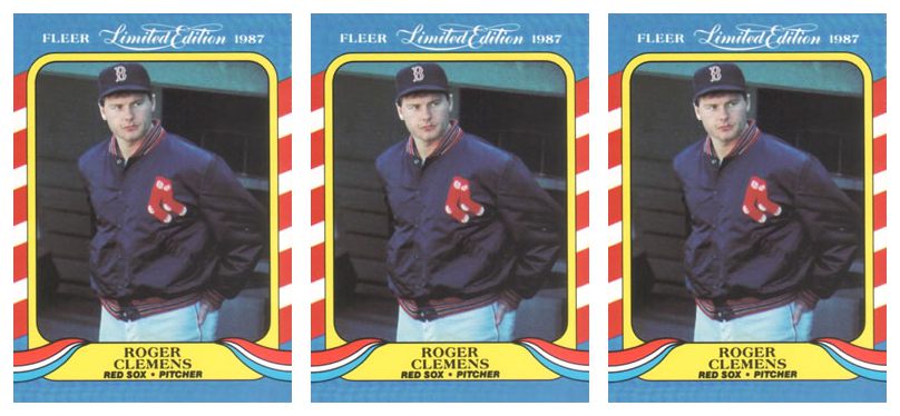 (3) 1987 Fleer Limited Edition Baseball #9 Roger Clemens Lot Boston Red Sox