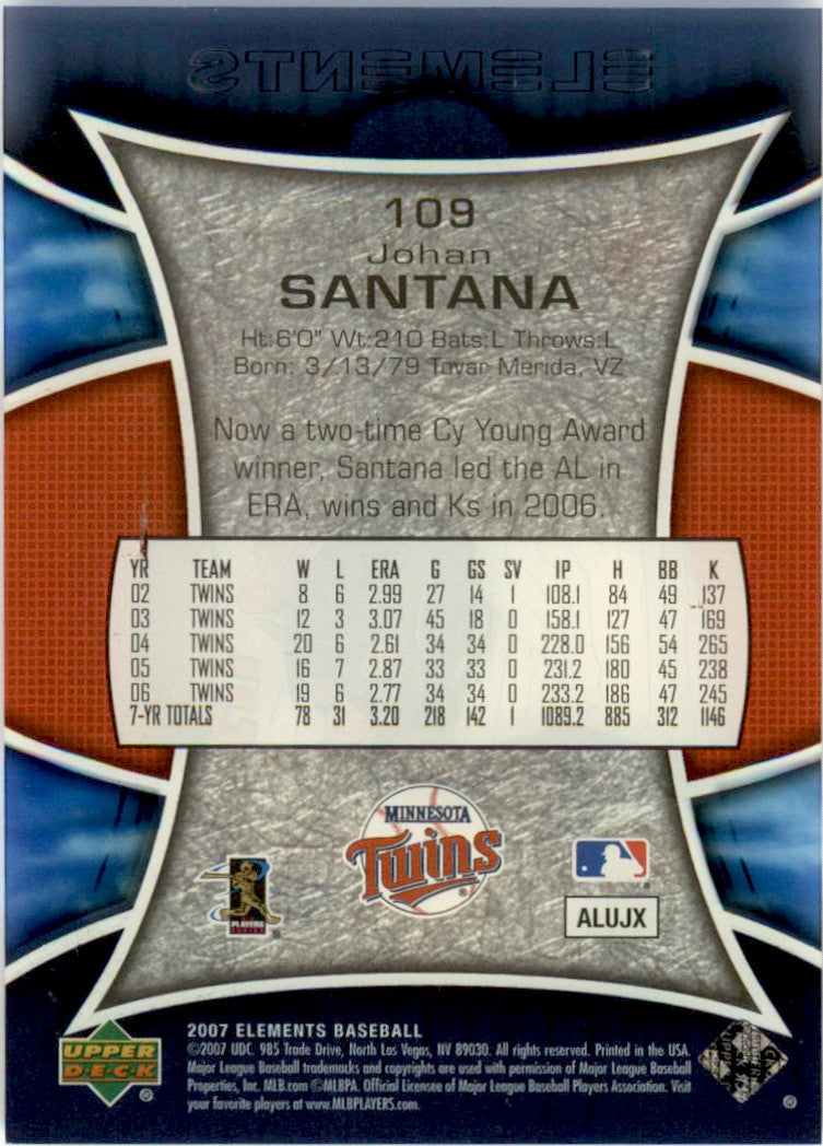 2007 Upper Deck Elements #109 Johan Santana Minnesota Twins