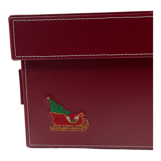 Red Vinyl 11 X 6.5 Inch Christmas Box with Lid