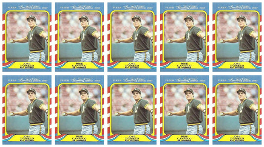 (10) 1987 Fleer Limited Edition Baseball #6 Jose Canseco Lot Oakland Athletics