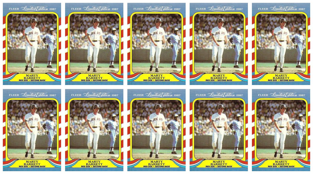 (10) 1987 Fleer Limited Edition Baseball #2 Marty Barrett Lot Boston Red Sox