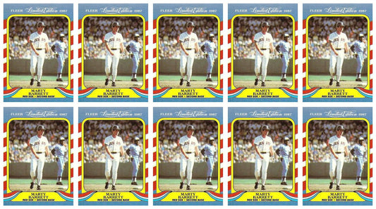 (10) 1987 Fleer Limited Edition Baseball #2 Marty Barrett Lot Boston Red Sox