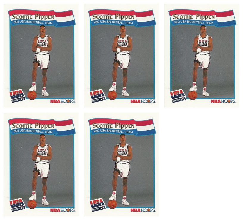 (5) 1991-92 Hoops McDonald's Basketball #58 Scottie Pippen Lot Team USA