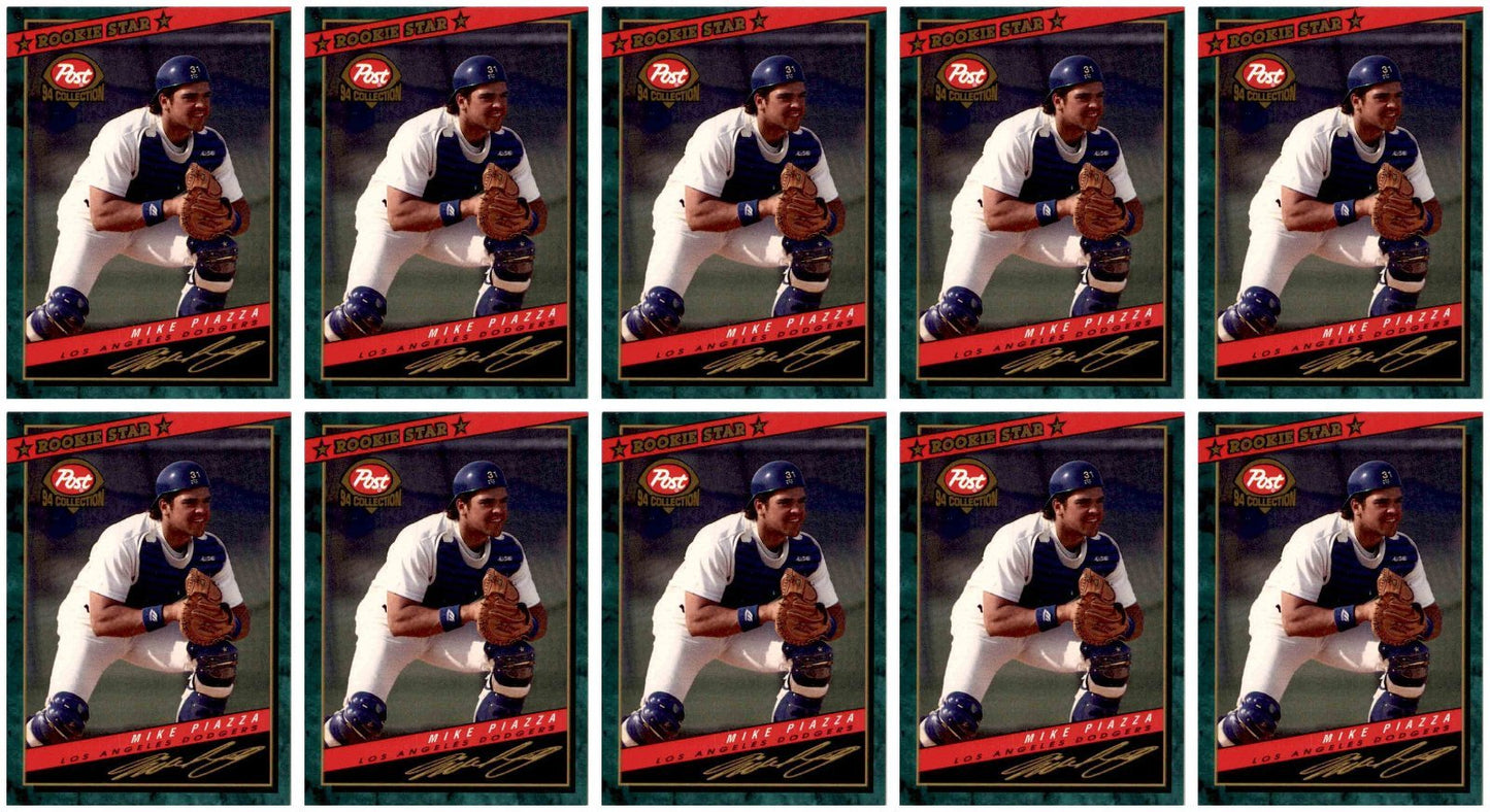 (10) 1994 Post Cereal Baseball #1 Mike Piazza Dodgers Baseball Card Lot