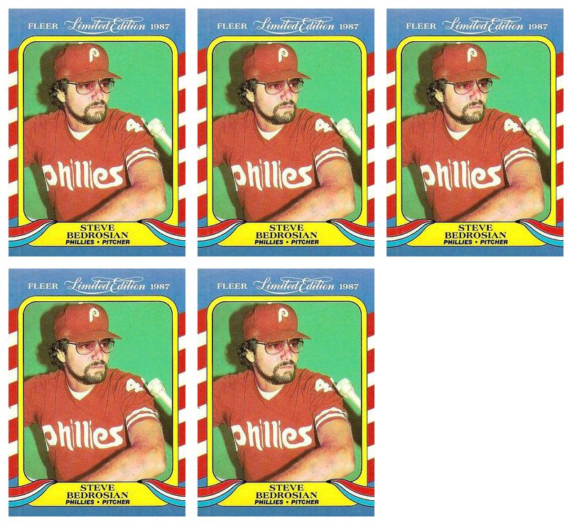 (5) 1987 Fleer Limited Edition Baseball #3 Steve Bedrosian Lot Phillies