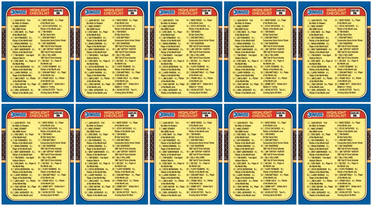 (10) 1987 Donruss Highlights #56 Checklist 1-56  Card Lot