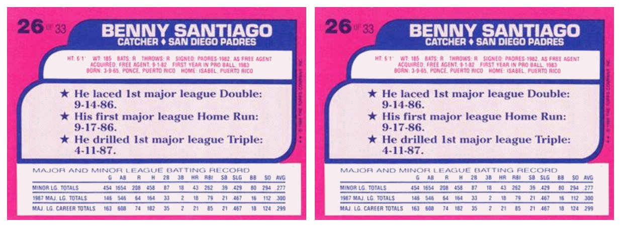 (2) 1988 Topps Toys R' Us Rookies Baseball 26 Benito Santiago Lot Padres