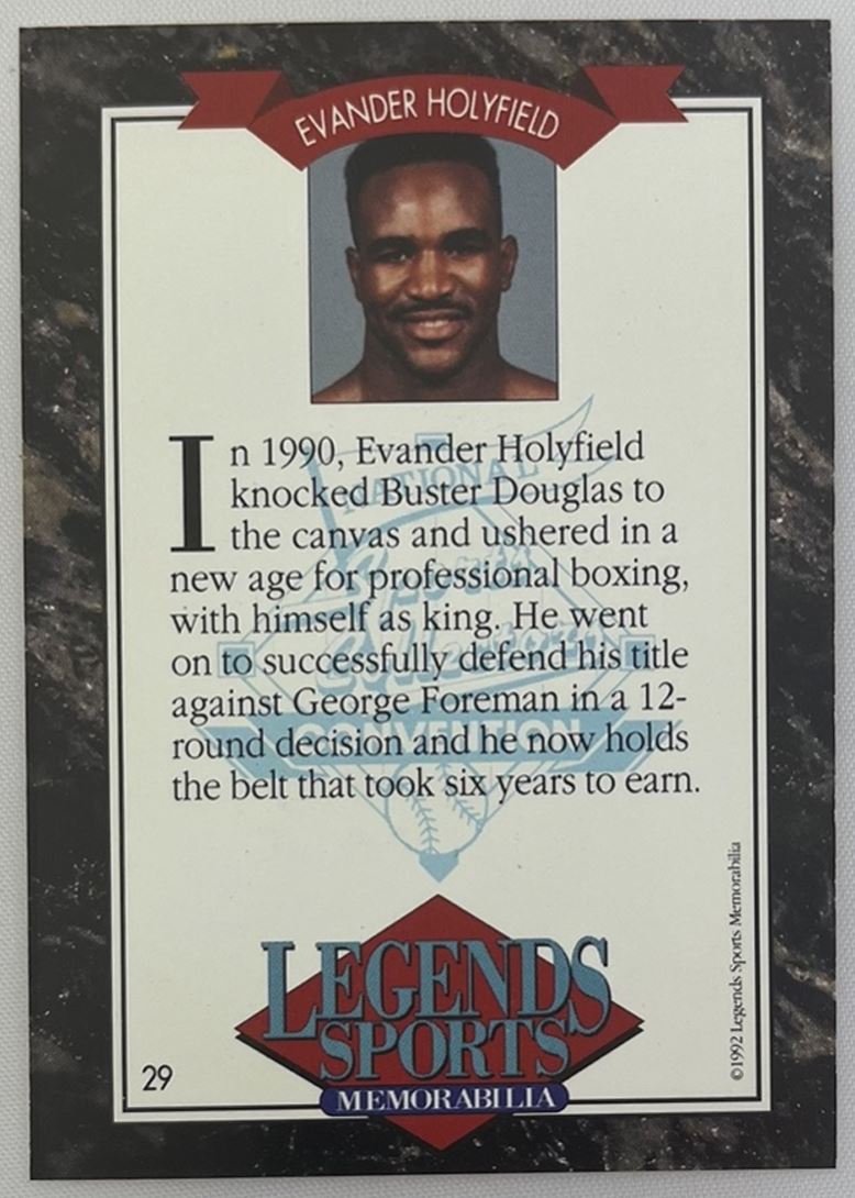 1992 Legends #29 Evander Holyfield Boxing Trading Card