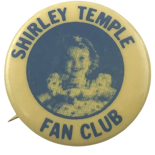 Shirley Temple Fan Club 1 Inch Yellow Vintage Pinback Button