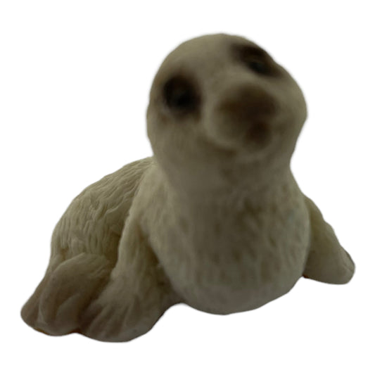 White Baby Seal Vintage 1.5 Inch Textured Ceramic Figurine