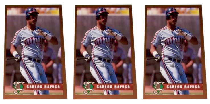 (3) 1993 Legends #8 Carlos Baerga Baseball Card Lot Cleveland Indians