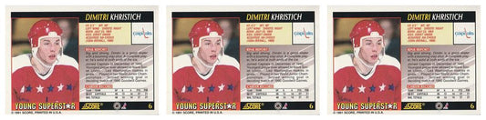 (3) 1991-92 Score Young Superstars Hockey #6 Dmitri Khristich Card Lot Capitals