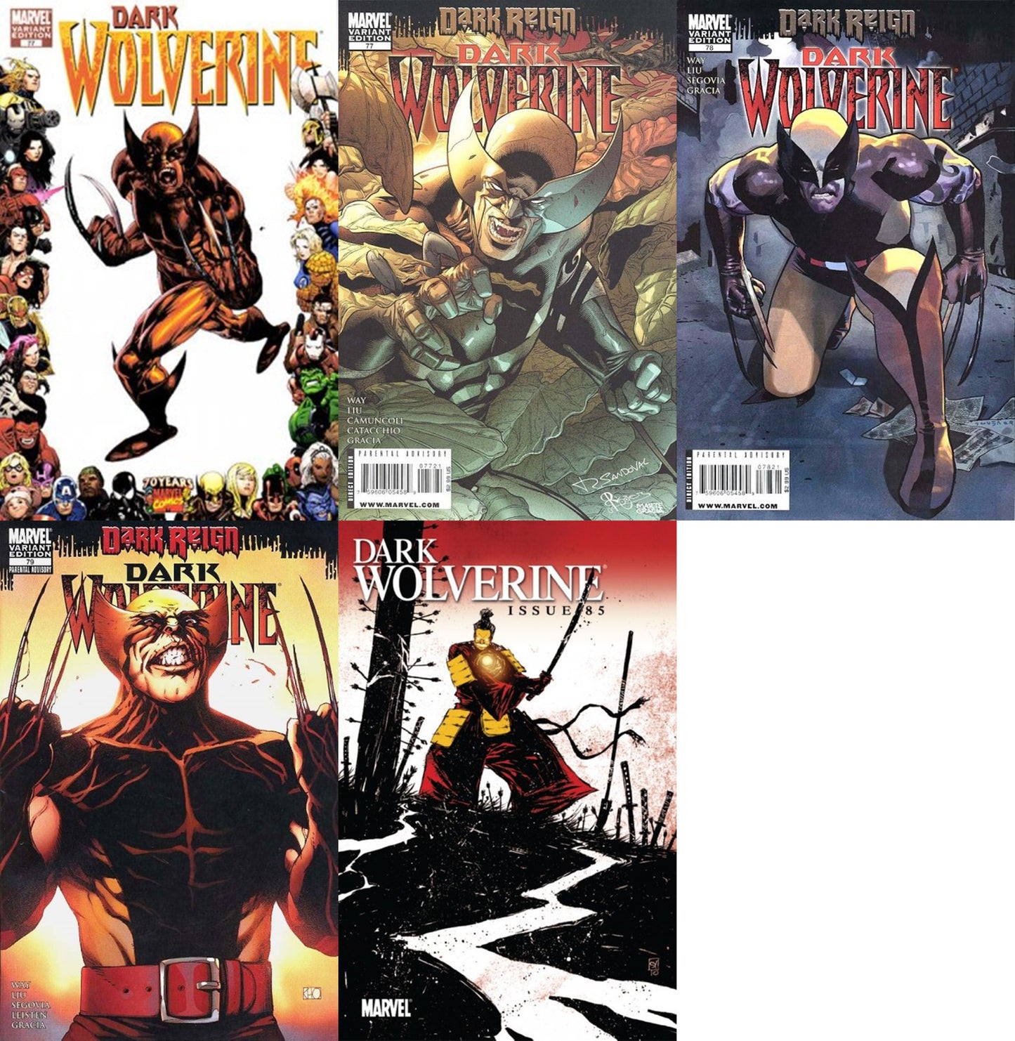 Dark Wolverine #77-79 & #85 Incentive Variants (2009-2010) Marvel - 5 Comics