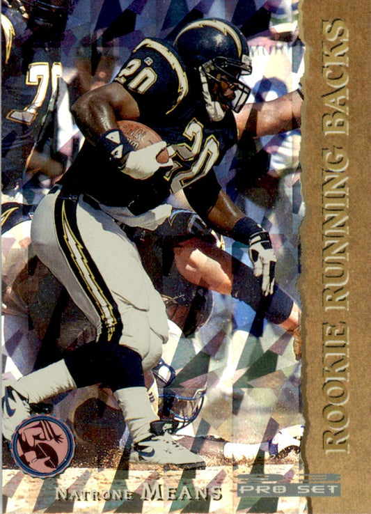 1993 Pro Set Rookie Running Backs #RRB13 Natrone Means San Diego Chargers