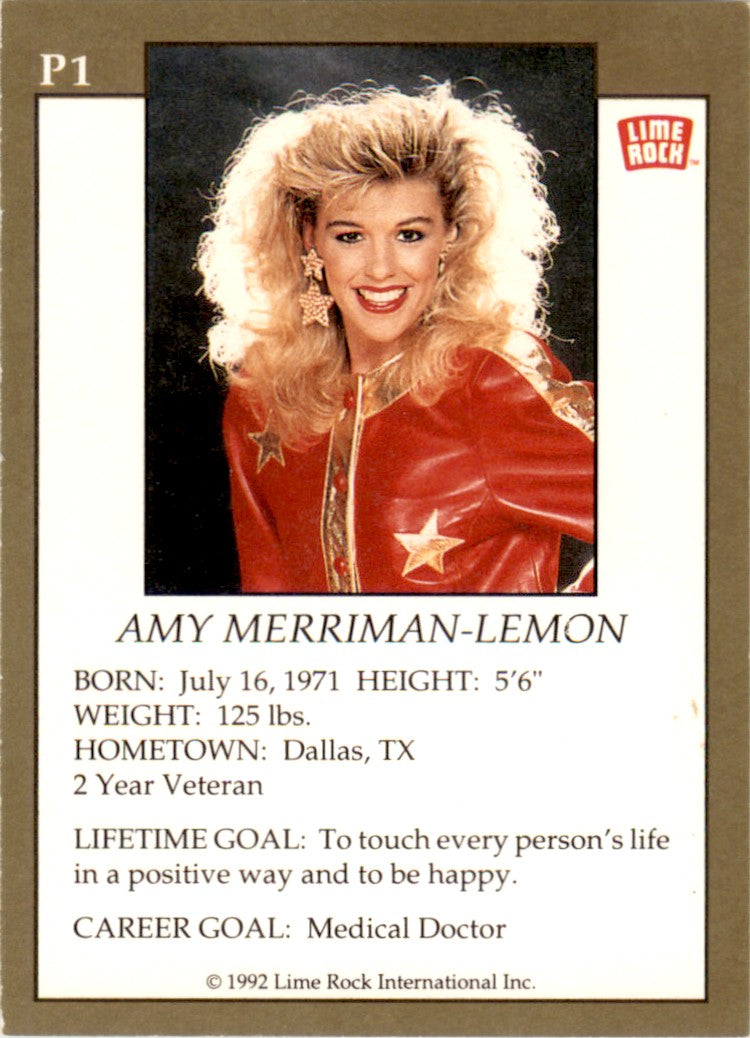 1992 Lime Rock Pro Cheerleaders Promos Lime Rock Logo #P1 Amy Merriman Lemon