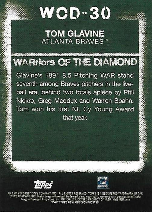 2020 Topps WARriors of the Diamond #WOD-30 Tom Glavine Atlanta Braves