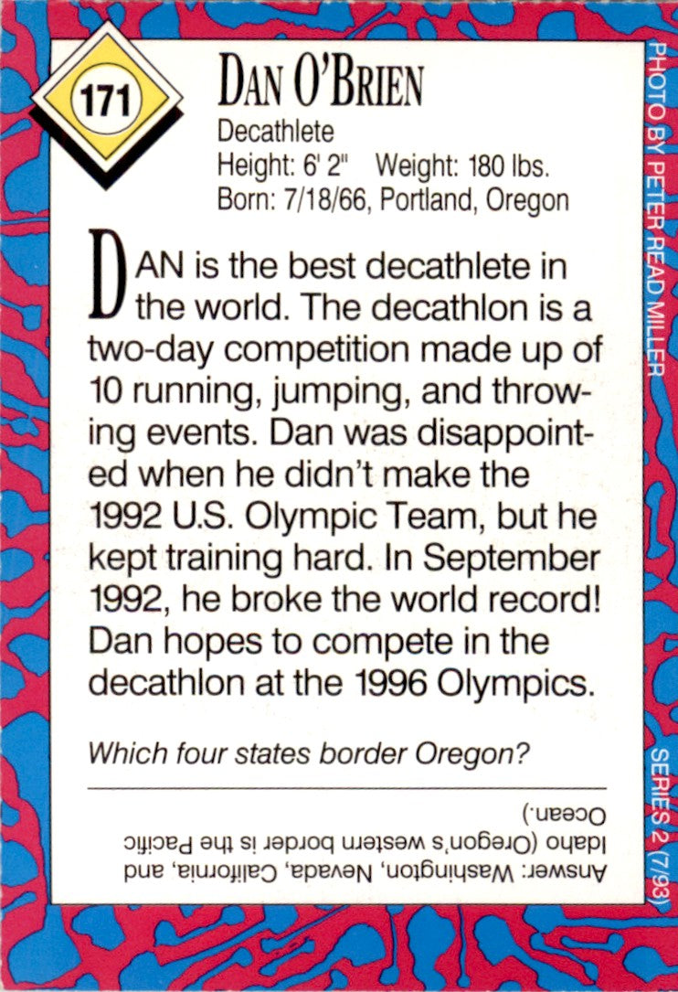 1993 Sports Illustrated for Kids #171 Dan O'Brien Track & Field