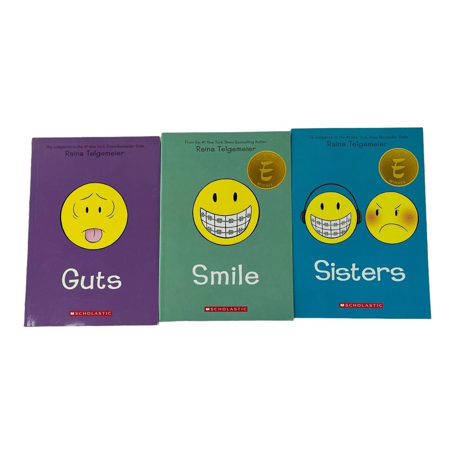 Guts Smile Sisters 3 Book Softcover Lot Raina Telgemeier