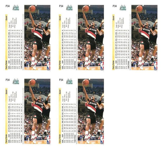 (5) 1992-93 Upper Deck McDonald's Basketball #P34 Terry Porter Card Lot