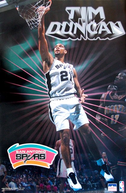 Time Duncan Shine 22" X 34" NBA Poster San Antonio Spurs New Rolled 1999