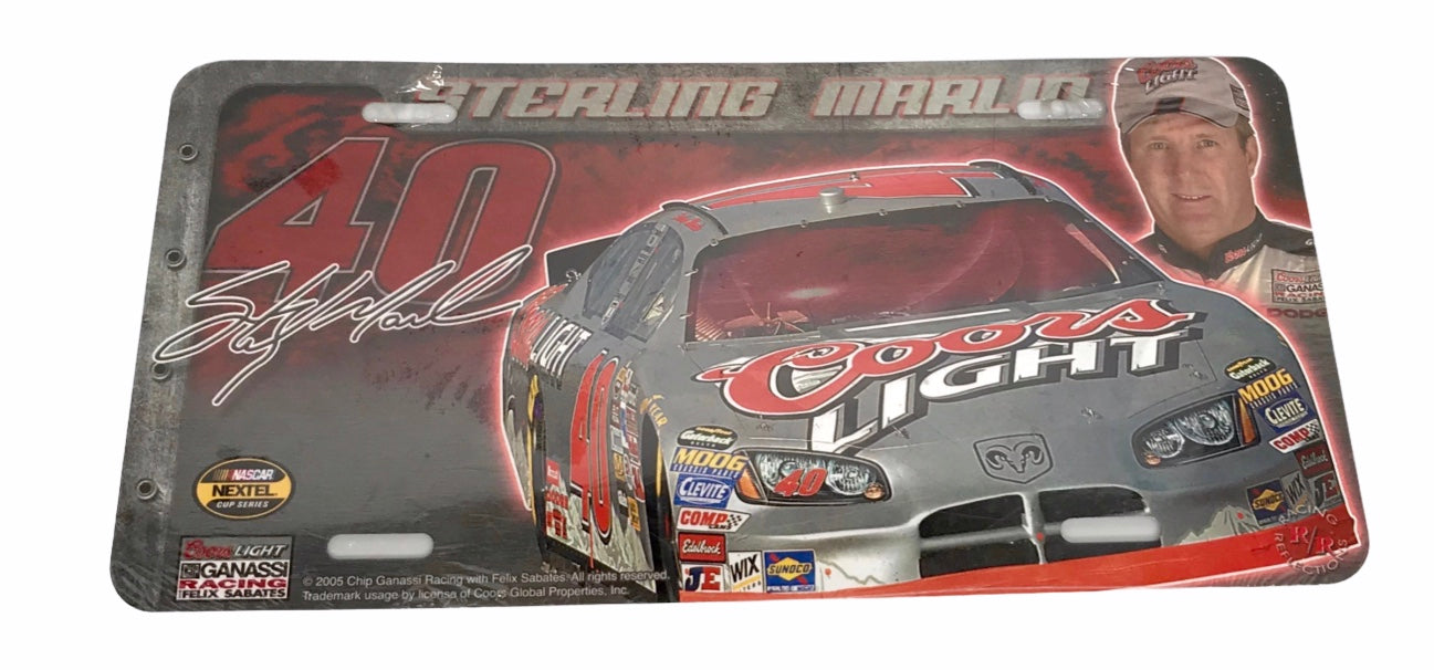 Sterling Marlin #40 Coors Light NASCAR Tin License Plate 2005 New