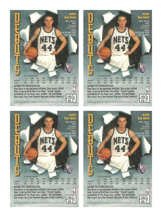(4) 1997-98 Finest #102 Keith Van Horn RC New Jersey Nets Card Lot