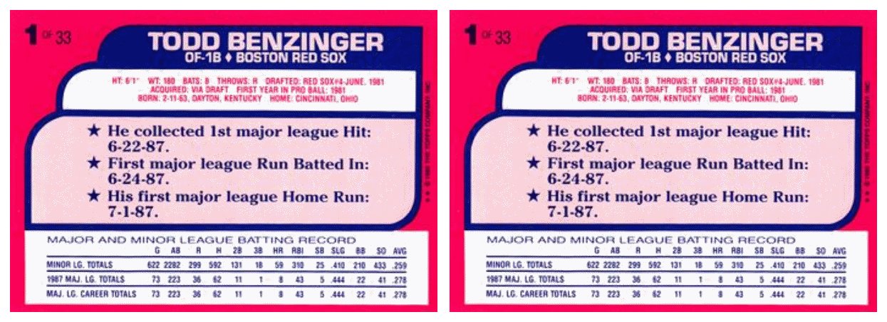 (2) 1988 Topps Toys R' Us Rookies Baseball 1 Todd Benzinger Lot Boston Red Sox