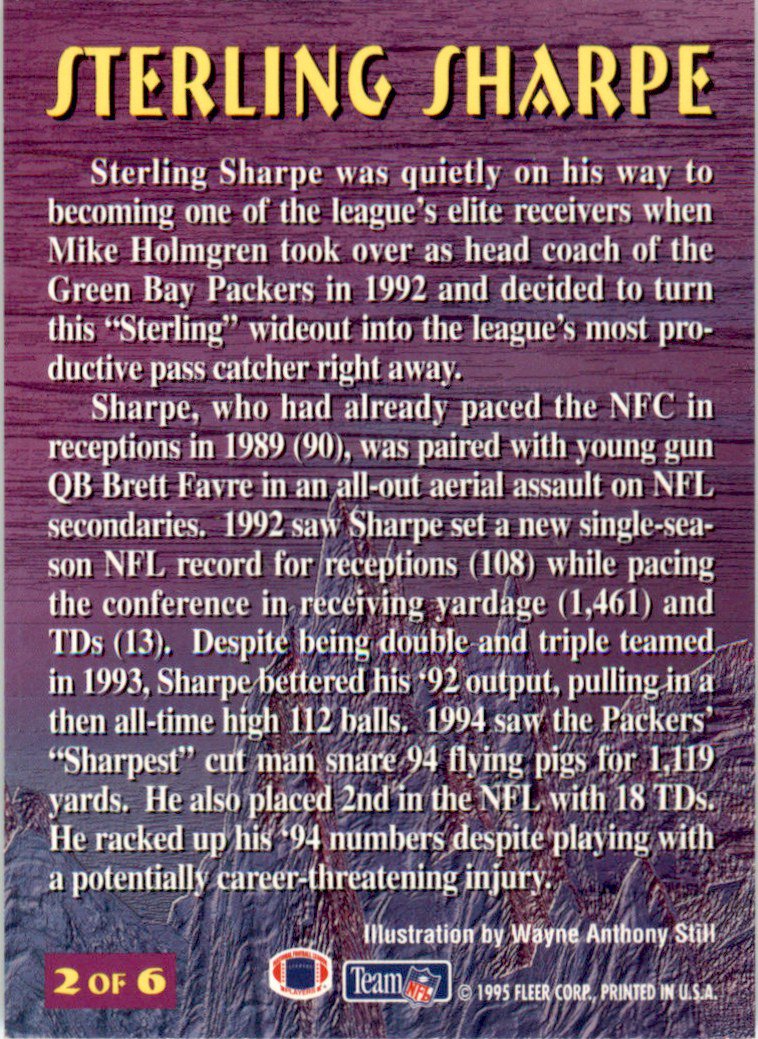 1995 Fleer Pro-Visions #2 Sterling Sharpe Green Bay Packers