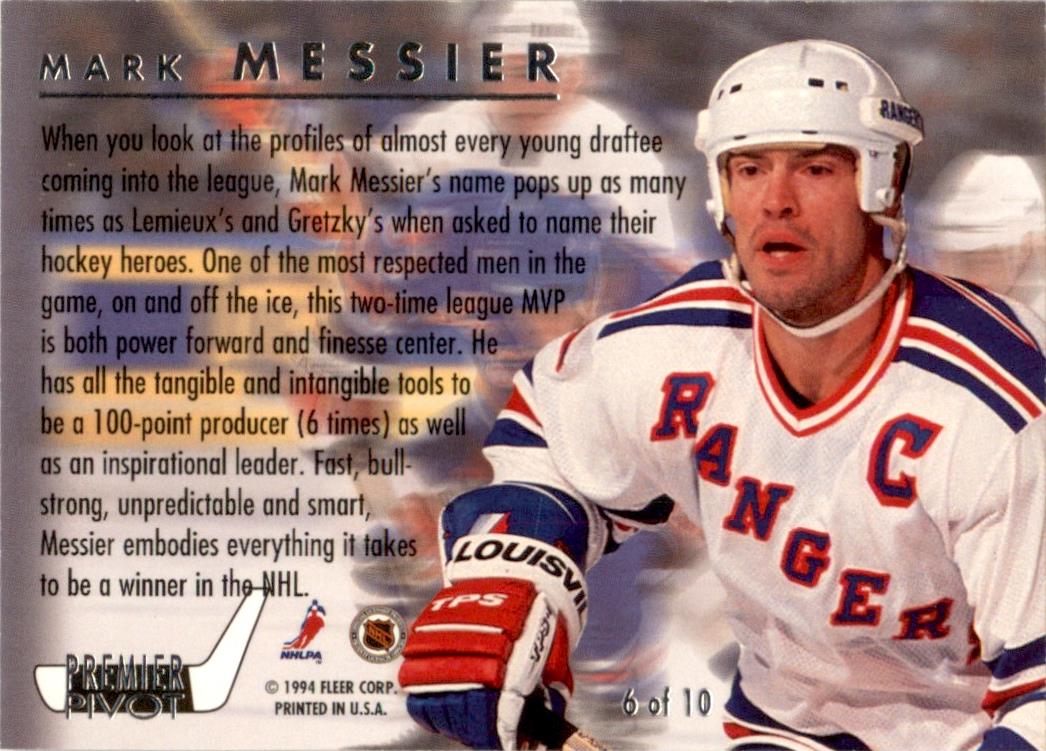 1993 Ultra Premier Pivots #6 Mark Messier New York Rangers