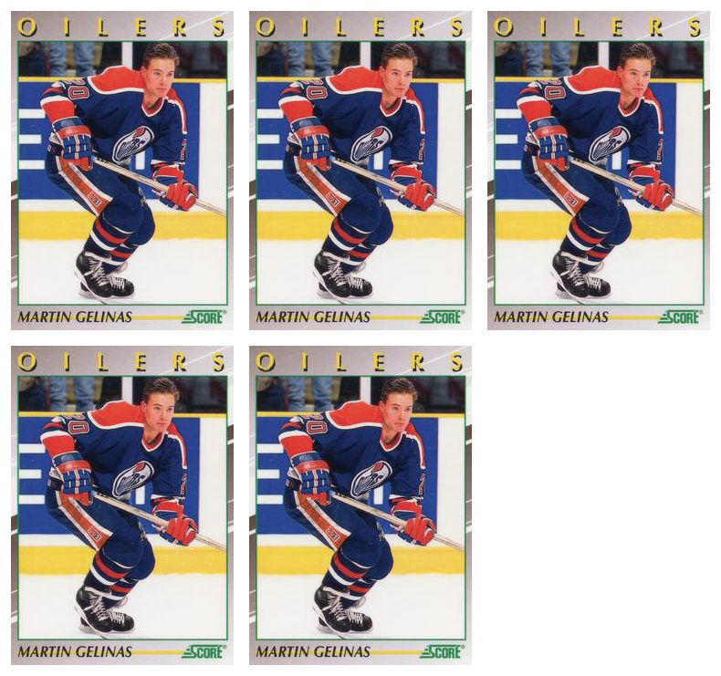 (5) 1991-92 Score Young Superstars Hockey #14 Martin Gelinas Card Lot Oilers