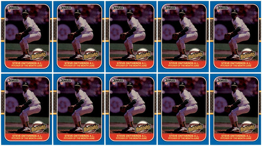 (10) 1987 Donruss Highlights #15 Steve Ontiveros Oakland Athletics Card Lot