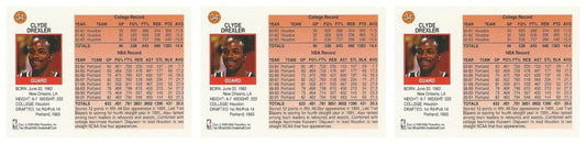 Clyde Drexler Cards - Pick & Choose - (3) 1991-92 Hoops McDonald's #34 Clyde Drexler Lot
