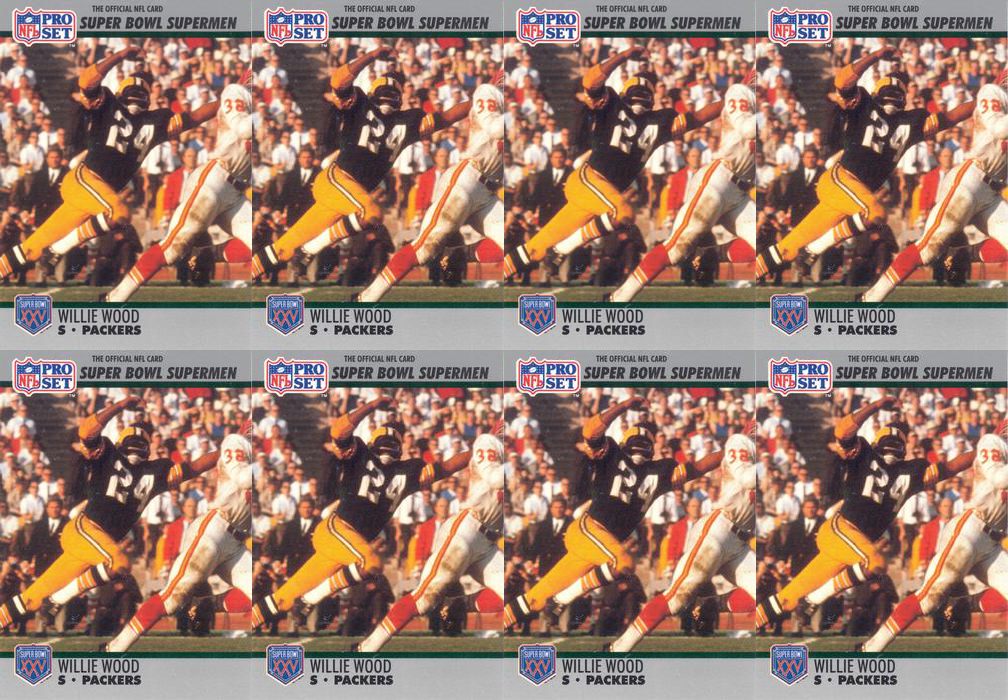 (8) 1990-91 Pro Set Super Bowl 160 Football #115 Willie Wood Packers Card Lot