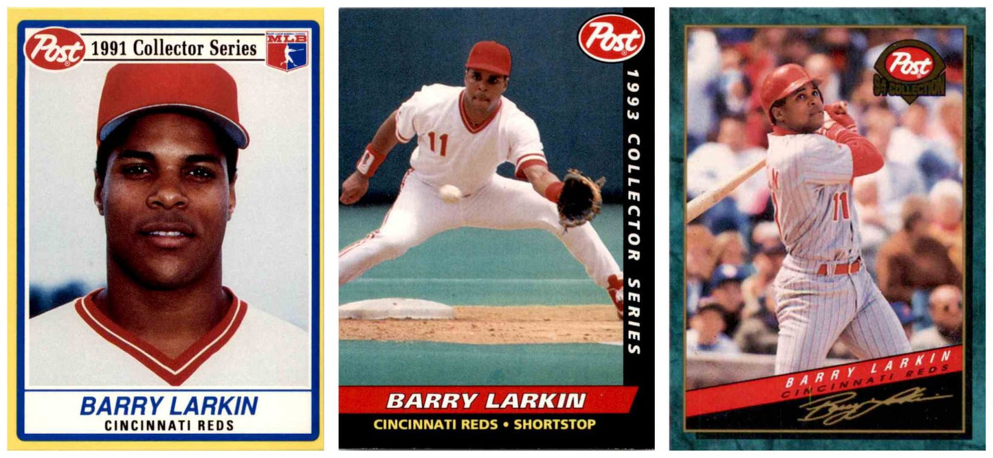 1991, 1993 & 1994 Post Cereal Baseball Barry Larkin Reds Baseball Card Lot